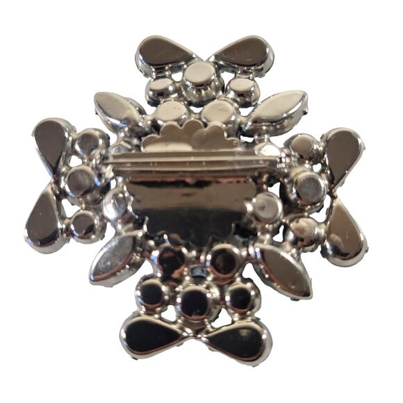 Aurora Borealis Rhinestone Brooch Pin Blue Hues Large  2.31” Sparkle AB Glam - Picture 2 of 9